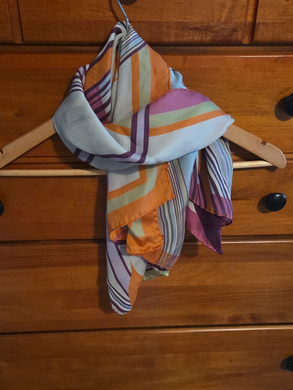 Nordstrom Striped Silk Scarf in Orange, Mint & Purple